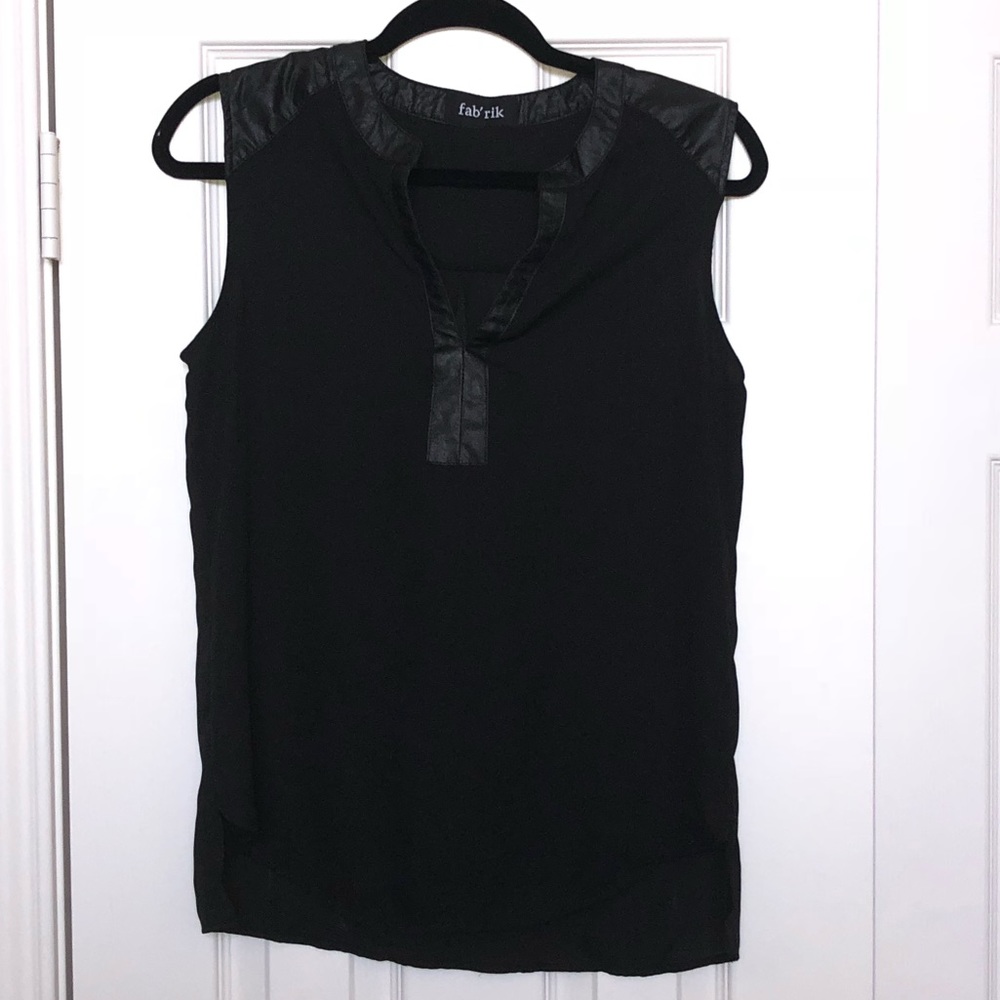 Faux leather lined tank top